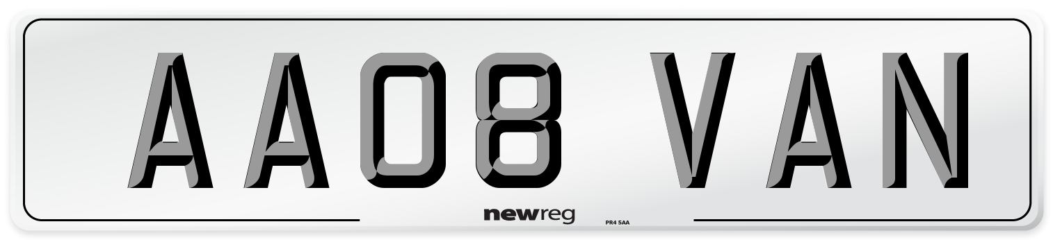 AA08 VAN Number Plate from New Reg